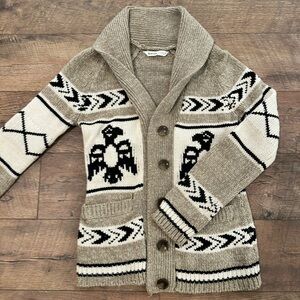 Cozy Tan and Black Patterned Cardigan